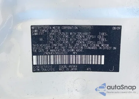 2010 Toyota Rav4 из США, поврежденный, VIN JTMZK4DV3A5026210